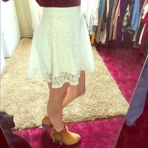 White Floral Lace Mini Skirt